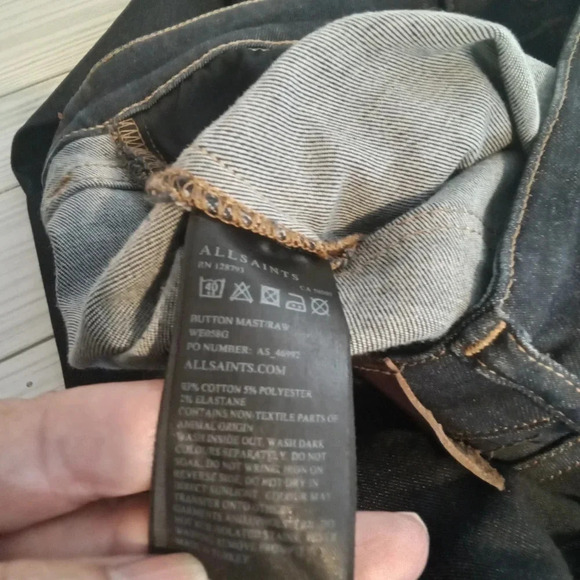 Allsaints women's button most skinny button exposed stretch jeans size 28 - Picture 5 of 7